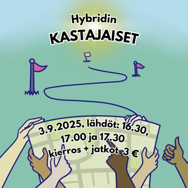 Heissan kaikki piltit, fuksit ja fetukset!
Tiedekuntajärjestö Hybridi järjestää perinteiset kastajaisensa kaikille matemaattis-luonnontieteellisen tiedekunnan, teknillisen tiedekunnan sekä biolääketieteen uusille opiskelijoille keskiviikkona 3.9.! Kastajaisissa kierretään hauskoja tehtävärasteja joukkueissa. Rasteja pitävät eri ainejärjestöt sekä muut tärkeät opiskelijaelämään kuuluvat järjestöt. Ryhmät jaetaan poikkitieteellisesti eri alojen kesken, joten pääset tutustumaan myös opiskelijoihin oman alasi ulkopuolelta🔥
Rastikierrokselle lähdetään porrastetusti alakampuksen pihalta, eli Publicumin ja Educariumin edestä. Lähdöt ovat klo 16:30, 17:00 ja 17:30. Hybridin SyysStarttiin ilmoittaudut oheisen lomakkeen kautta, jossa esität top 2 lähtöaika toivettasi: https://forms.gle/Eci6okVyP1KQYCES7
Ilmoittautumislomake sulkeutuu maanantaina 1.9. klo 12:00.
Ensisijaisesti ilmoittaudu lomakkeen kautta, näin saamme ryhmäjaotkin tehtyä helpommin. Mikäli et ilmoittautunut, mutta mielesi muuttuu olet silti tervetullut mukaan! Jos sinulta puuttuu lähtöaika, suosittelemme ensimmäiseen lähtöön (16:30) saapumista, mutta mihin tahansa lähtöön sopii osallistua. Kaikkiin lähtöihin tulisi saapua 20 minuuttia ennen lähtöaikaa.
Kastajaisiin osallistuminen maksaa 3,00 € ja osallistuminen maksetaan ennen rasteille lähtöä Kortilla tai Käteisellä (TASARAHALLA), minkä takia on tärkeää saapua ajoissa. Saapuessasi paikalle sinut ohjataan ensin ilmoittautumispöydälle, jossa suoritat maksun💸 Vastineeksi saat itsellesi haalarimerkin, jolla pääset ilmaiseksi jatkoille SyysStartti-bileisiin Night Club Vegasiin. Rastikierroksen voittajat julkistetaan Vegasissa klo 22:30, ja voittajille on luvassa virkistäviä palkintoja!
TL;DR:
MITÄ? Hybridin poikkitieteelliset kastajaiset!!
MISSÄ? Yliopiston alueella, lähdöt Educariumin ja Publicumin edestä
MILLOIN? 3.9. klo 16:30/17:00/17:30
MIKÄ HYBRIDI ON? Hybridi on matemaattis-luonnontieteellisen tiedekuntajärjestö, joka järjestää poikkitieteellisiä tapahtumia matemaattis-luonnontieteellisten, teknillisten sekä biolääketieteen opiskelijoille💚💛